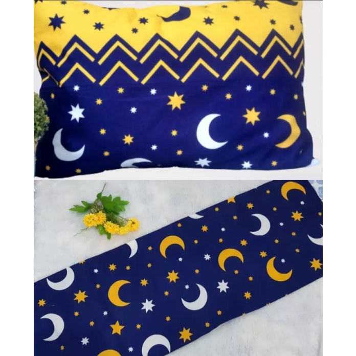 sarung bantal guling set/urung bantal dan guling/sawal bantal dan guling tidur murah motif aesthetic starmoon combi bahan katun disperse warna tajam dan tidak luntur
