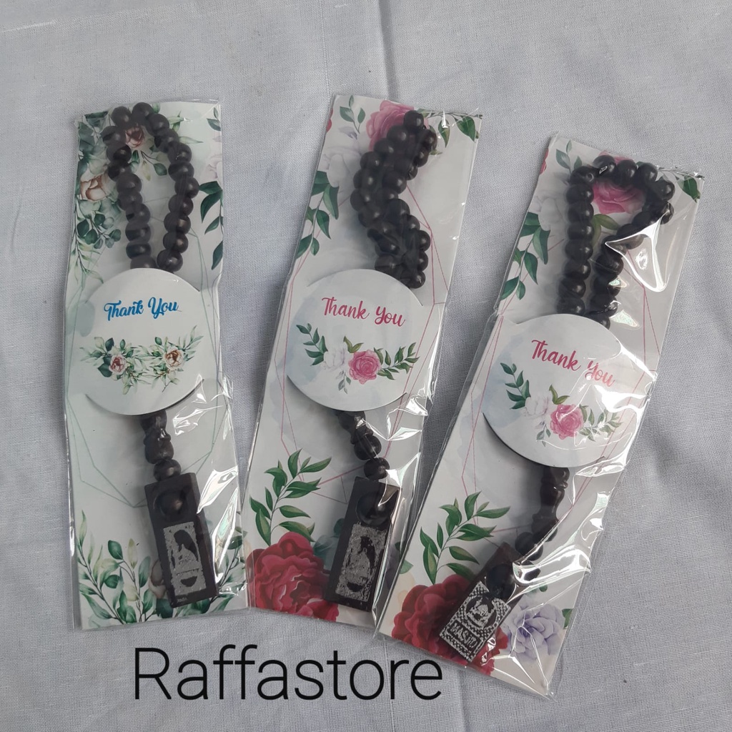 termurah Grosir  50 Pcs Tasbih kayu Import Cantik Free Kemas kertas  Shavy Motif Bunga & Plastik
