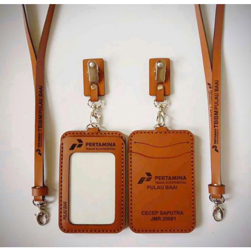 

ID CARD KULIT Custom - Name Tag Holder Kulit Asli Free Custom Nama & Logo Bebas Request - ID Holder Kulit