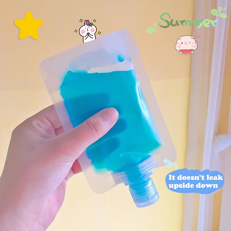 1 Pc Kantong Penyimpanan Lotion / Sampo Cair Bahan Plastik Ukuran 30ml 50ml 100ml Dengan Corong Stiker Untuk Travel