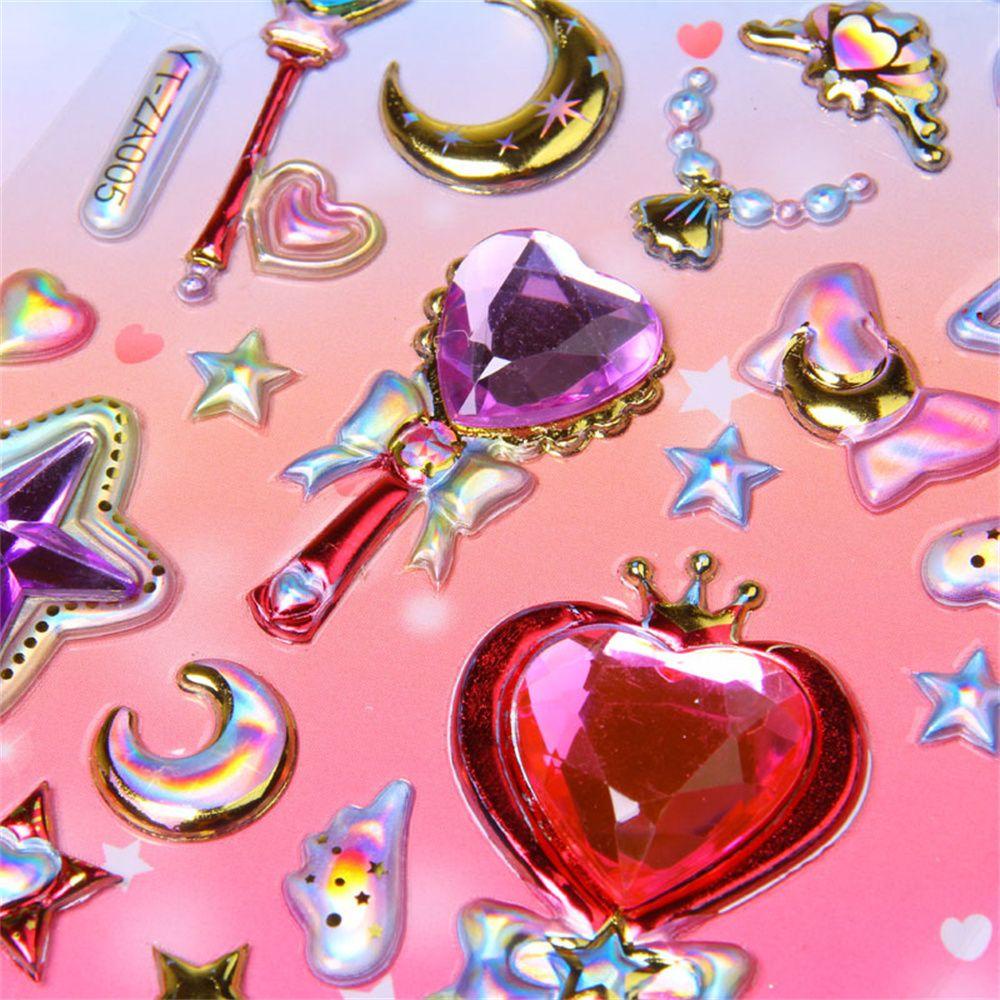 LANFY Stiker 3D Anak Perlengkapan Sekolah Anak Perempuan Craft Sticker Album Decor Gemstone Stiker