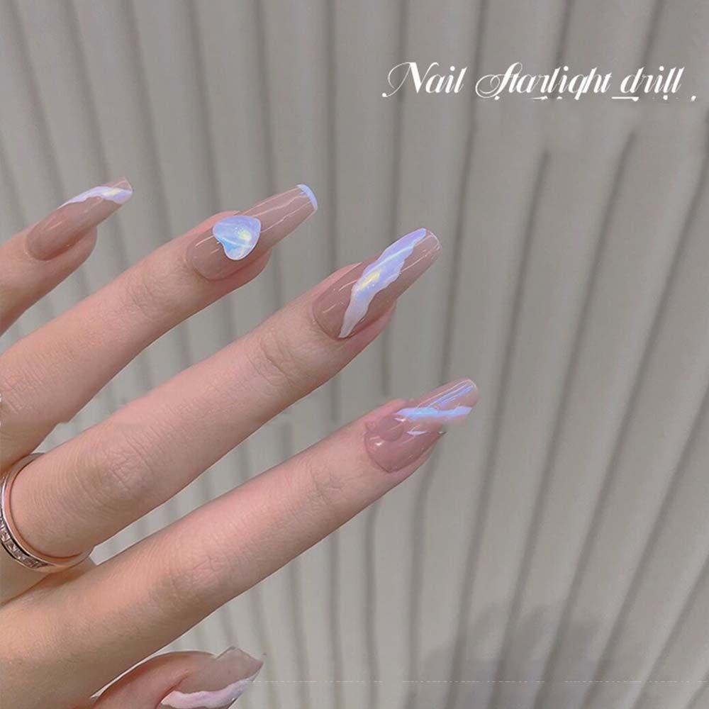 AUGUSTINA Agustinina Kristal Nail Art Perhiasan Gaya Jepang Giltter Warna Hati Flatback Kuku Permata Bulat Hiasan Kuku Manikur Aksesoris