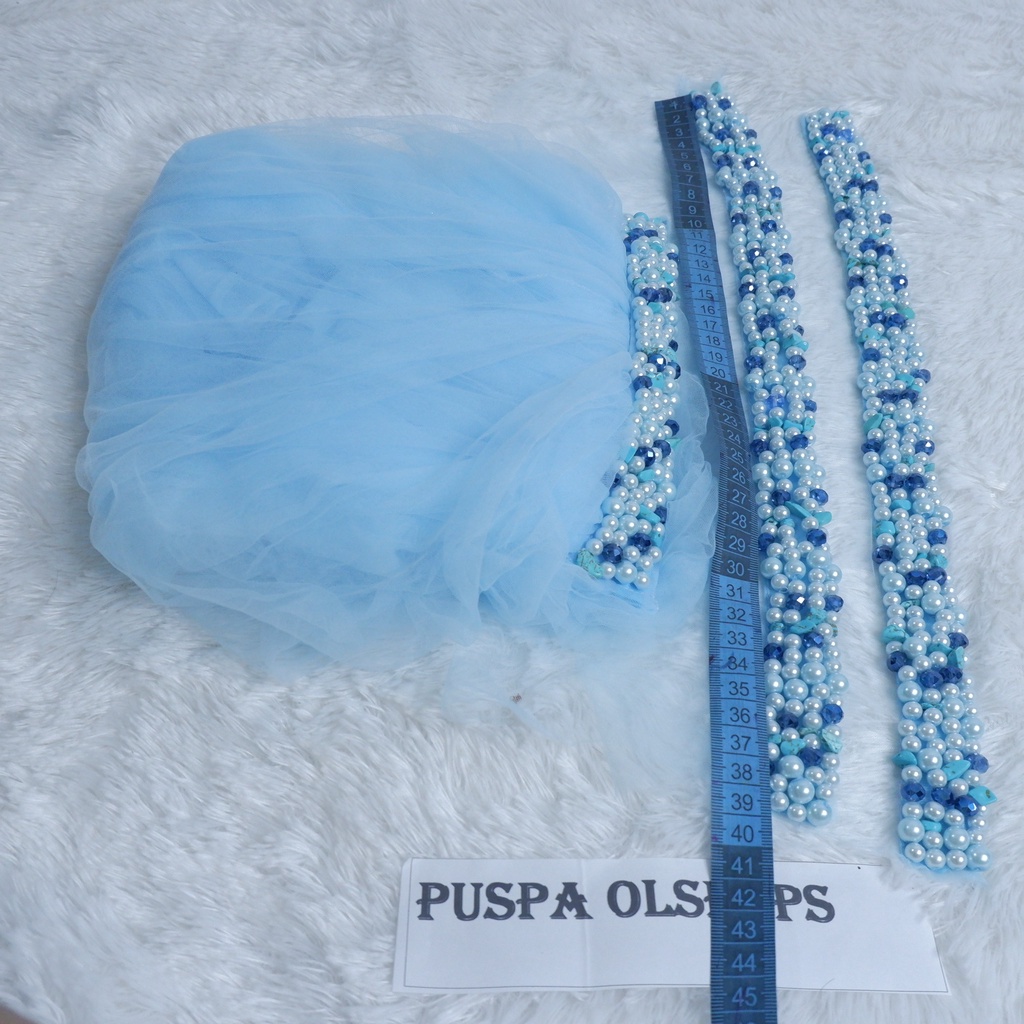 Set Veil Mutiara Susun Slayer Mutiara Susun baby blue-silver