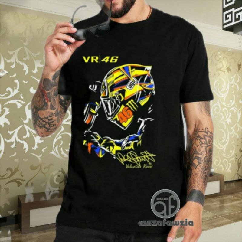 Anzafawzia Kaos Lengan Pendek Pria COD 46 // KAOS PRIA WARNA HITAM GDT VR 46 ROSSI //Grosir pakaian 