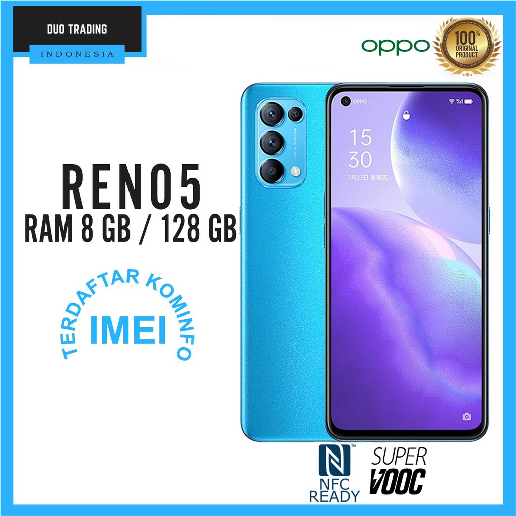 OPPO RENO 5 NFC RAM 8GB ROM 128GB Garansi Resmi Oppo Indonesia