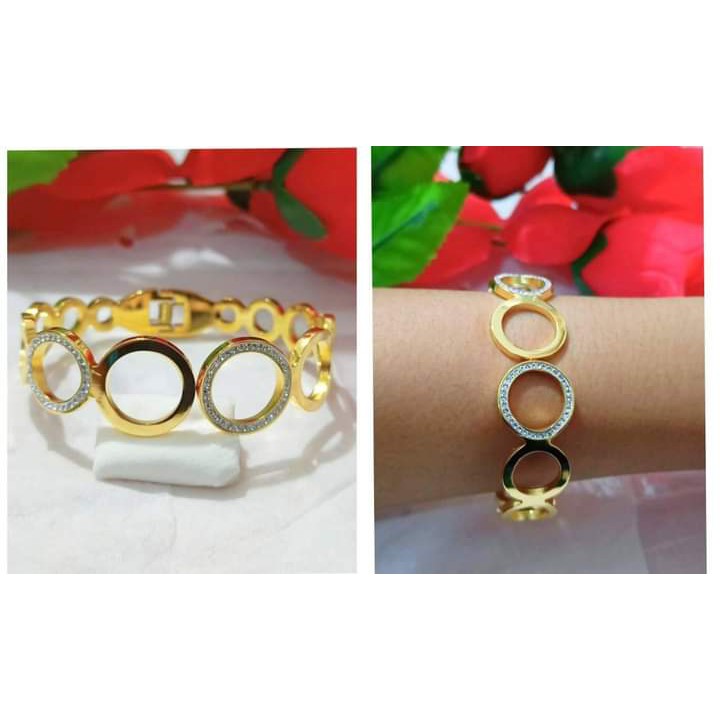 Gelang BangkokTITANIUM  Dewasa Titanium Varian motif Perhiasan Wanita Gold Modern (COD)