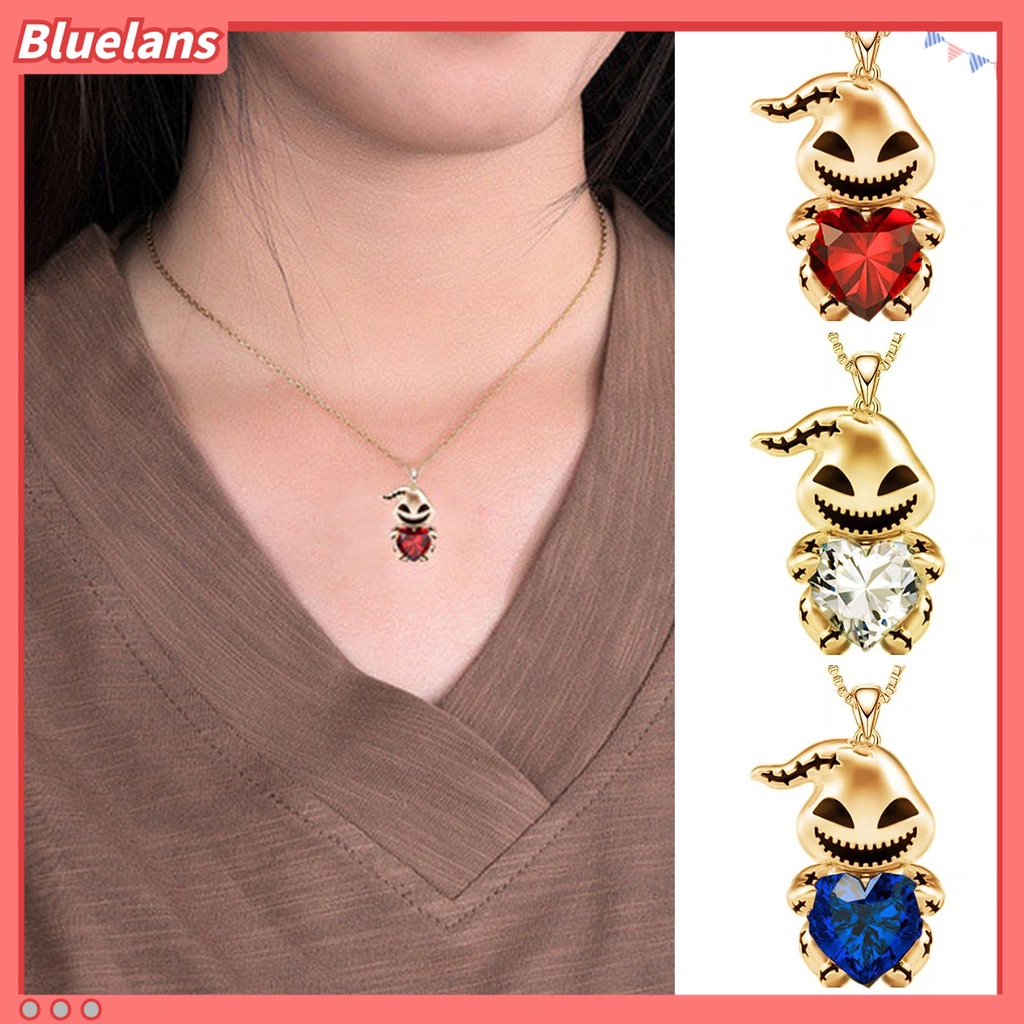 Kalung Rantai Leher Adjustable Bentuk Hati Aksen Berlian Imitasi Untuk Pria Dan Wanita