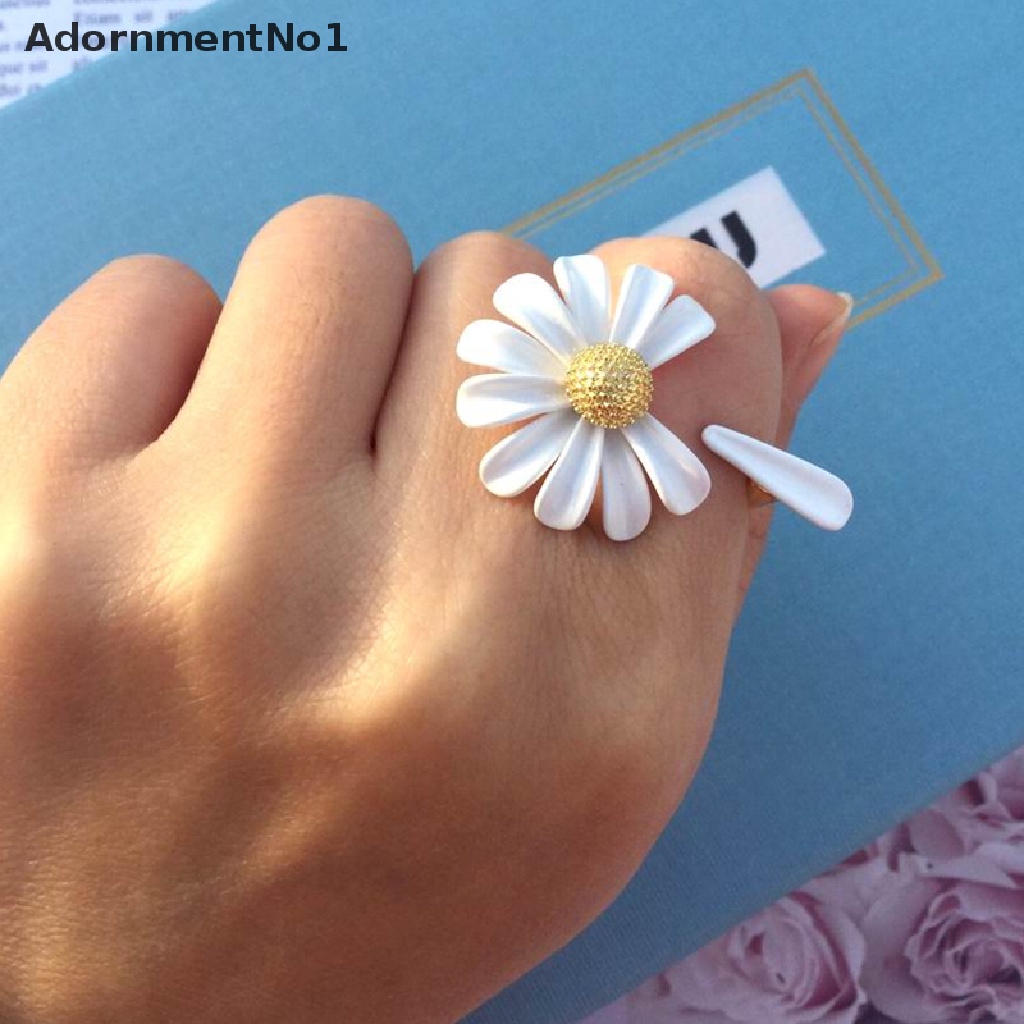 (AdornmentNo1) Cincin Terbuka Adjustable Gaya Boho Motif Bunga Daisy Untuk Perhiasan Wanita