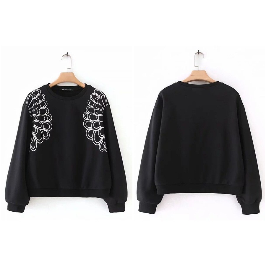 [baju wanita korea]  Sweater Bordir Sweatshirt Wanita Korea Import