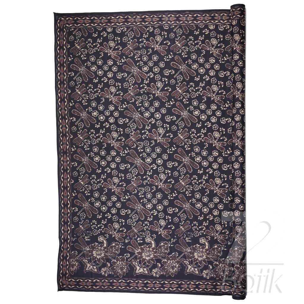 KAIN BATIK KATUN Premium Motif Capung Warna Hitam Black Item 721711 Cap 72 Jarik Jarit Samping Kebat Panjang Batik Katun Modern Premium Bahan Seragam Batik Pernikahan Kantor Keluarga Murah Kamen Jadi Batik Bali Lembaran