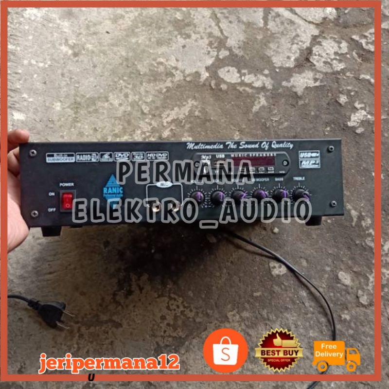 RAKITAN Power Amplifier Subwoofer Rumahan Karaoker + Mp3 Player Bluetooth POWER Ampli STEREO