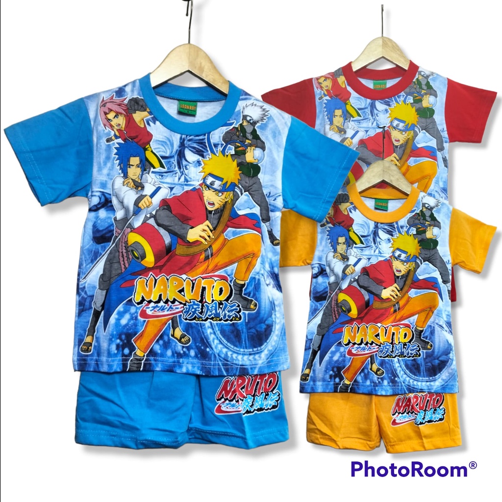 PR PROMO SETELAN ANAK MOTIF NARUTO USIA 01 - 10 TAHUN LENGAN PENDEK