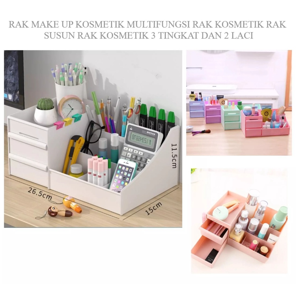 RAK ALAT KOSMETIK MAKEUP 2 LACI PLASTIK SERBAGUNA