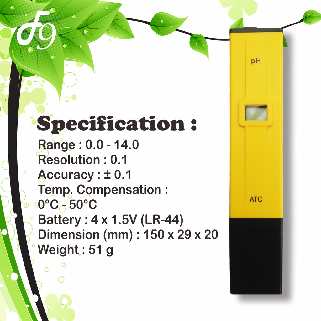 pH Meter Digital - Pengukur Keasaman Larutan Nutrisi Hidroponik - Aquarium - Aquascape - Kolam - Air