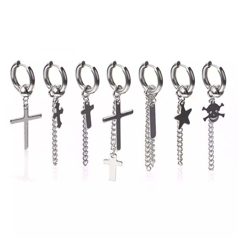 Anting Tusuk Jurai Rantai Panjang Silver Pria dan Wanita