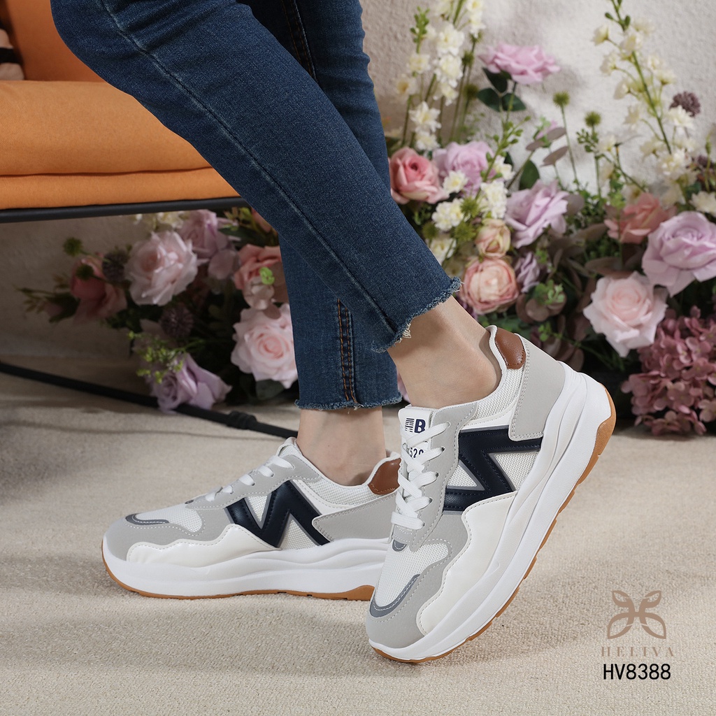 HELIVA KARA Sneaker Shoes Tali Anti Slip Sol 4,5cm Bahan Kulit HV8388 Original Brand