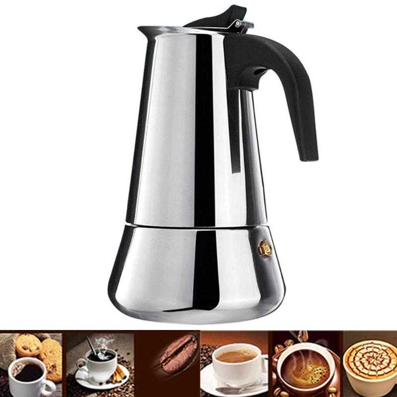 One Two Cups Espresso Coffee Maker Moka Pot Teko Stovetop Filter 300ml 6 Cup / Teko Kopi Expresso Stainless Panas Leher Angsa Ada Penyaringannya / Moka Moca Pot Kopi Coffe Maker Manual Espresso Portable / Teko Penyaring Saringan Kopi Teh Stenlis Set Murah