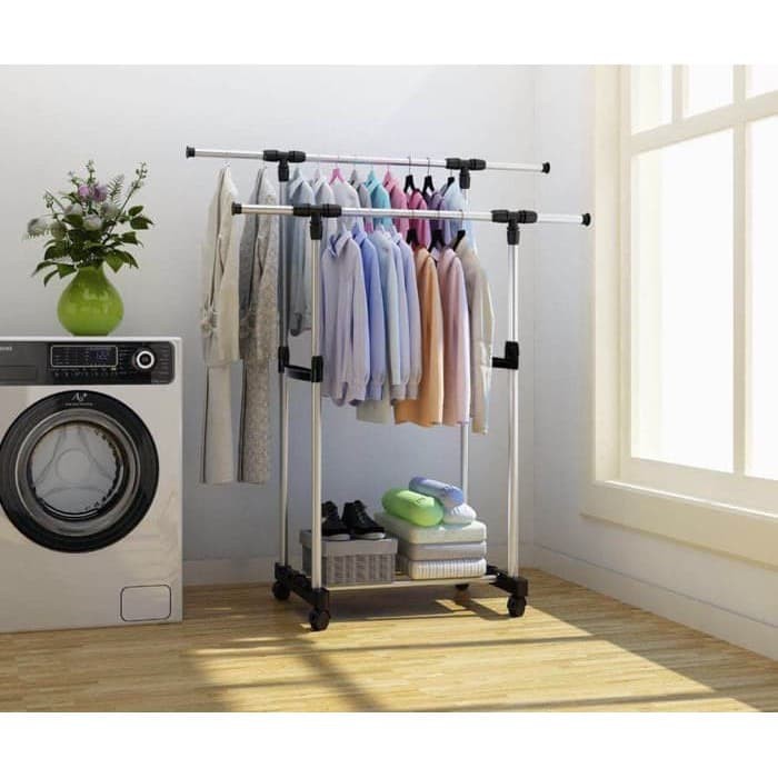 [X25] STAND HANGER DOUBLE POLE - STAND HANGER 2 SISI / GANTUNGAN BAJU