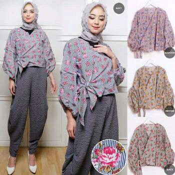 PROMO   DNC BLOUSE KIMONO BUNGA JUMBO BAJU ATASAN WANITA MODIS MURAH BLUS BIG SIZE MUSLIM