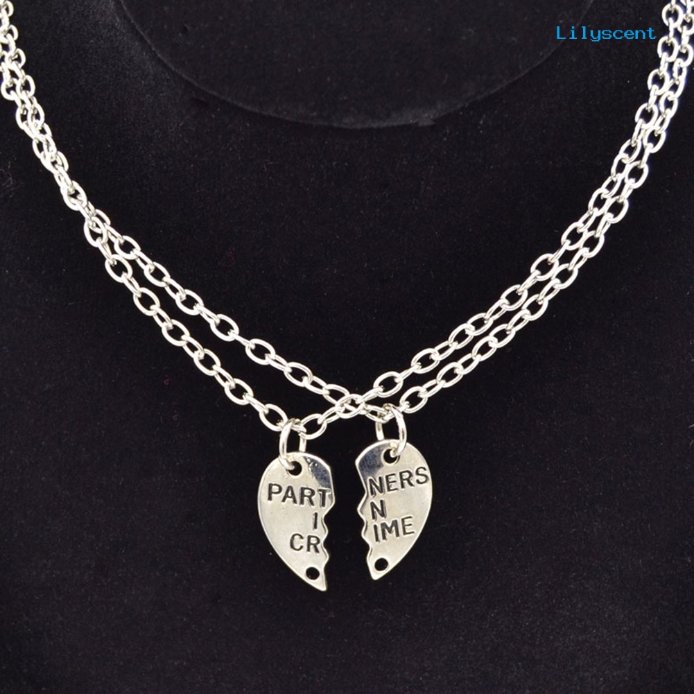 2pcs Kalung Rantai Liontin Hati Untuk Pasangan