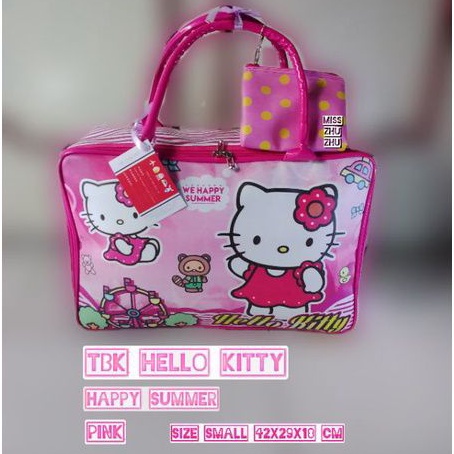 Travel Bag Koper motif anak _TBK kecil_ karakter Hello Kitty Happy Summer _ tas pakaian/berenang dll