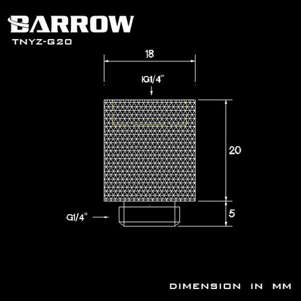 BARROW TNYZ-G20 Extender 20mm M-F G1/4 Fitting - Silver