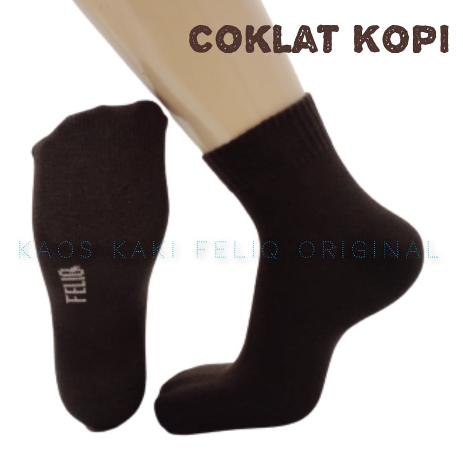 Perpasang Kaos Kaki Tebal Bahan Pe/Kaos Kaki Ankle Sport Feliq-COKLAT KOPI