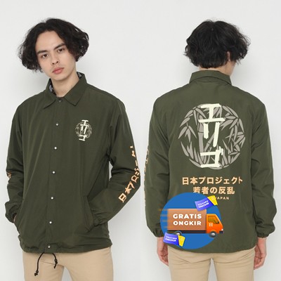 Jaket Coach Apparel Parasut Taslan Cream Bike-BAMBU ARMY