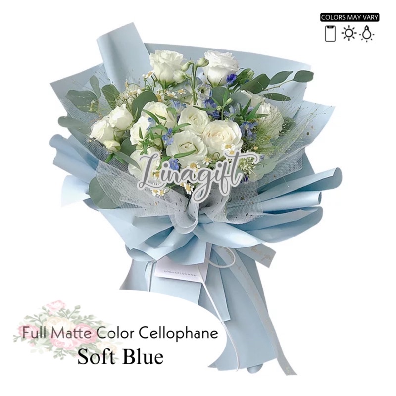 ( 5 Lembar ) FULL MATTE COLOR - FLOWER WRAPPING PAPER MATTE GOLD SOLID COLOR PLASTIC CELLOPHANE - KERTAS BUNGA BUKET FLORIST