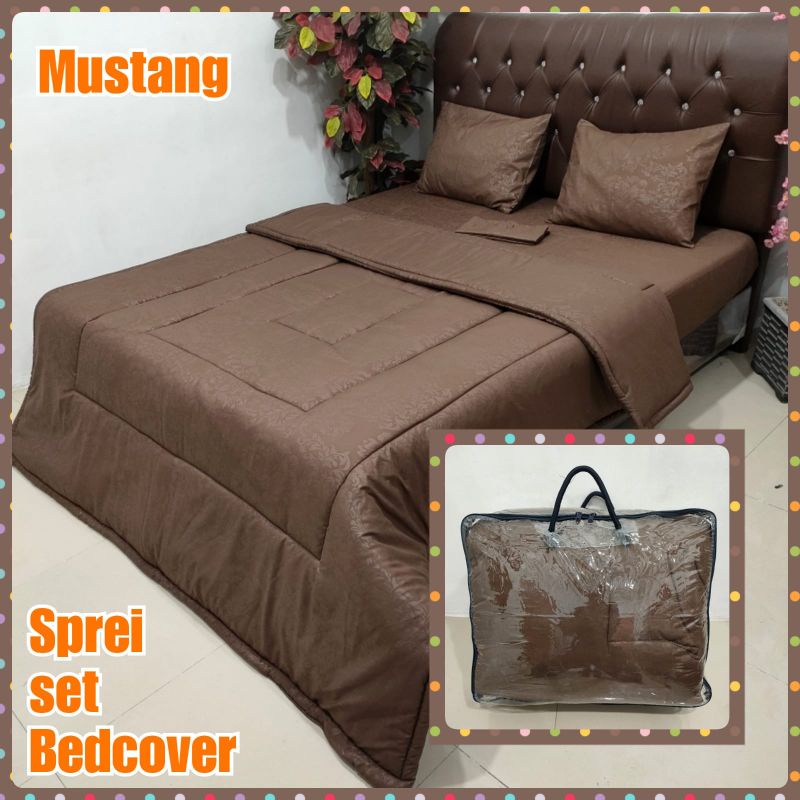 Grosir Set Bedcover + Sprei 180x200 Termurah / Bedcover Polos Dark Brown / Bedcover Polos Hotel/Bedc