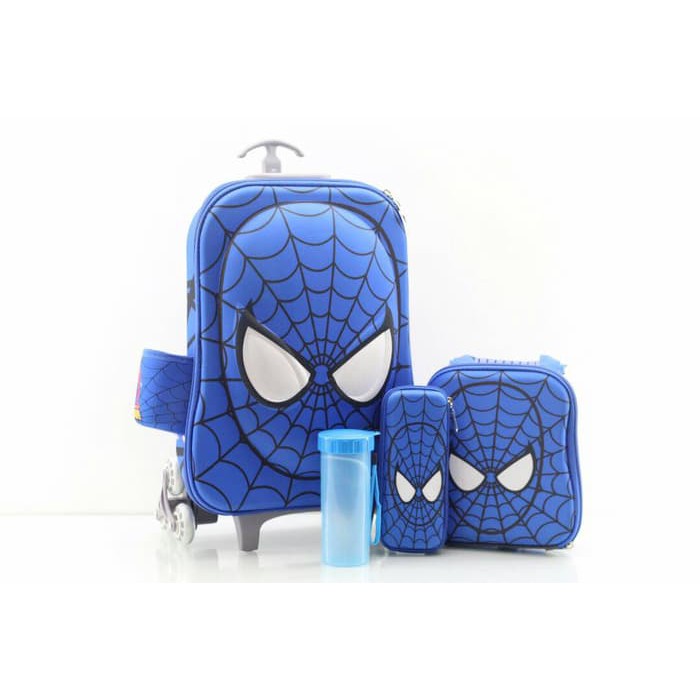 "Tas Trolley Anak Spiderman 3D 4in1 Set"