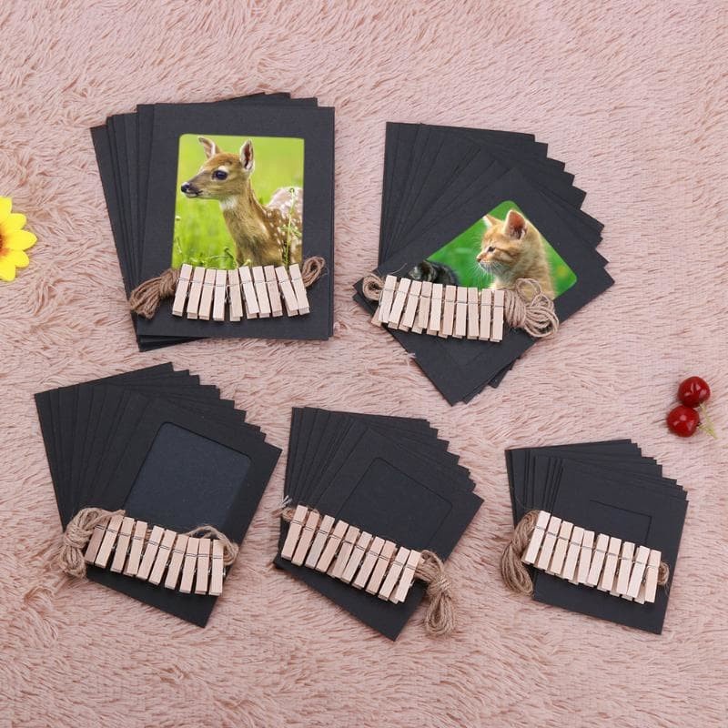 Foto Frame Gantung Bahan Kertas Kraft Hitam 3/4/5/6/7&quot; (10pcs)