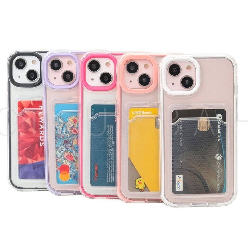 ilhamriof soft case iphone 7 8 plus x xs xr 11pro promax clear transparant dual slot card holder