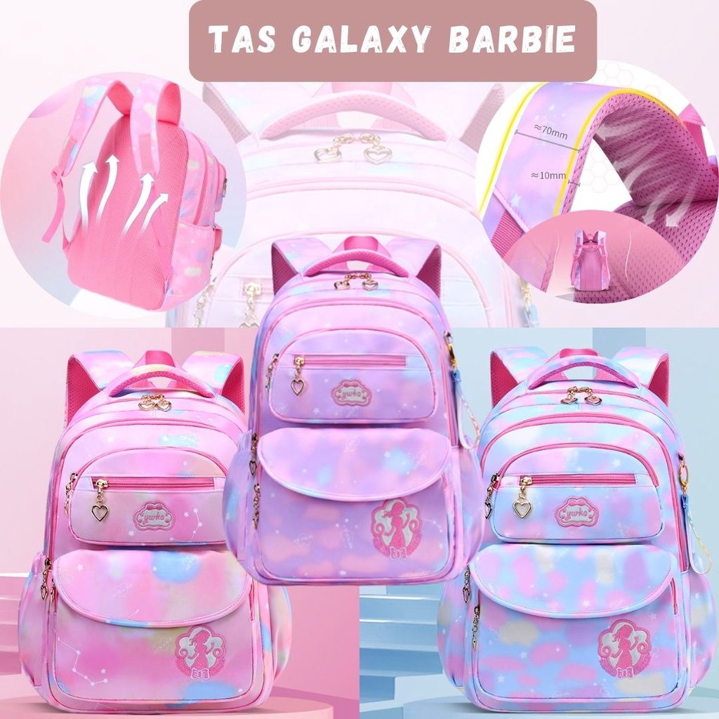 Tas Sekolah Anak Perempuan Tas Ransel Wanita Cewek Tas Ransel Backpack Wanita Model Korea Impor Murah-Galaxy Barbie