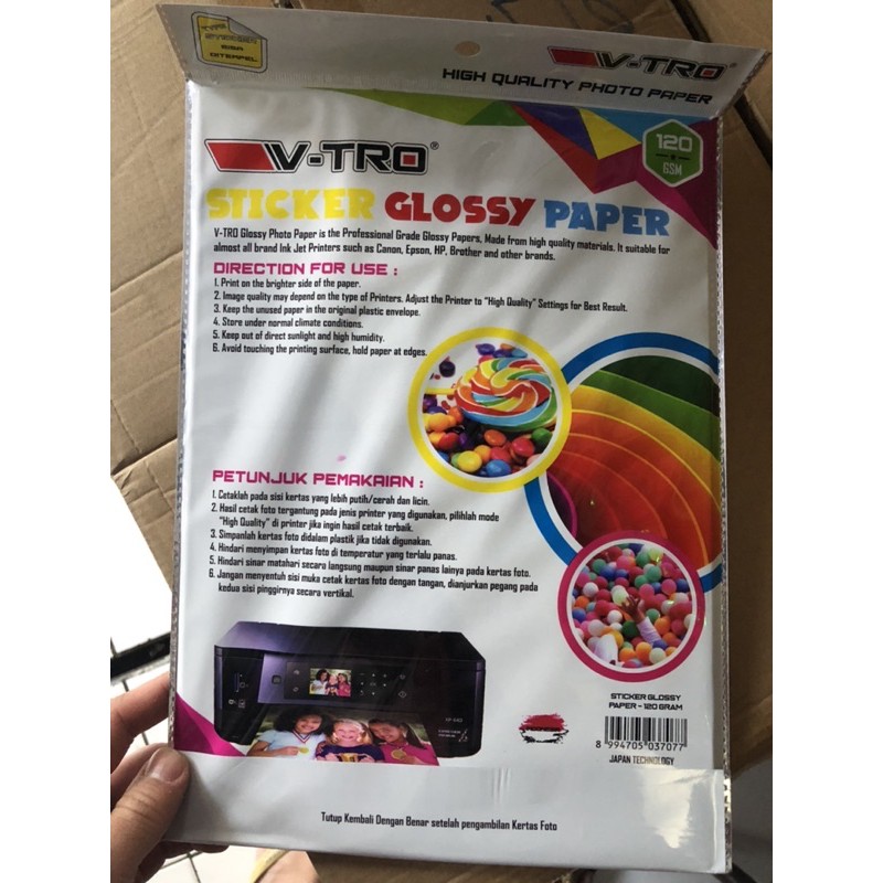 

H7Y glossy sticker paper a4 120 gsm isi 20 vtro