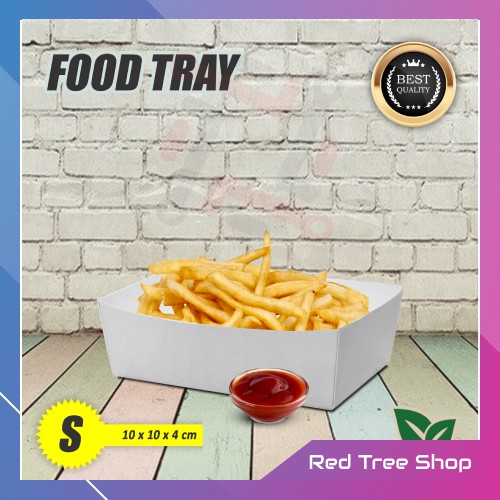 Food Tray | Kemasan Kotak Makan Kertas | Putih Ukuran S Kecil | Packaging Tahan Microwave