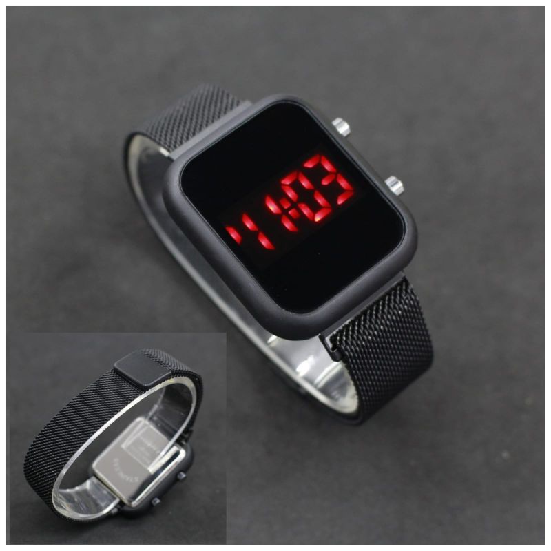 JAM TANGAN WANITA LED DIGITAL WATCH STRAP PASIR MAGNET MESH Segi Oval Bulat  jam tangan LED Digital pasir magnet mesh Jam Tangan Kekinian