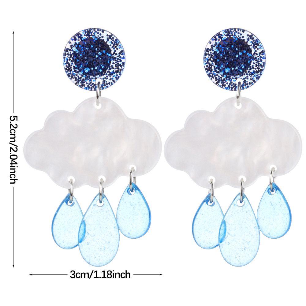 Lily Cloud Anting Wanita Drop Menjuntai Earring Ear Clip Akrilik