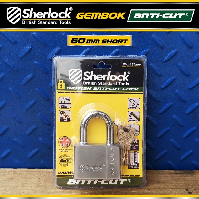 Gembok Original Sherlock Tools ANTI CUT 60 mm Pendek