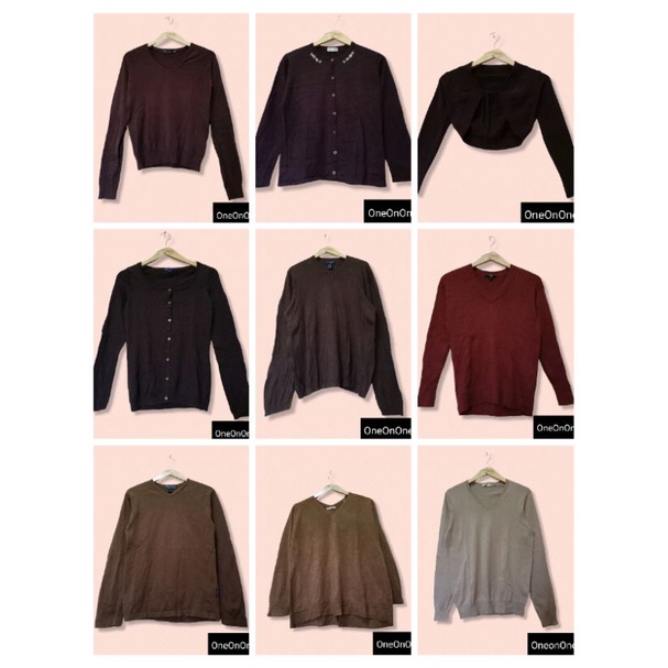 SWEATER CARDIGAN KAOS RAJUT KNIT COKLAT CROP OVERSIZE UNIQLO Zara PRELOVED PREMIUM BRANDED BEKAS SEC