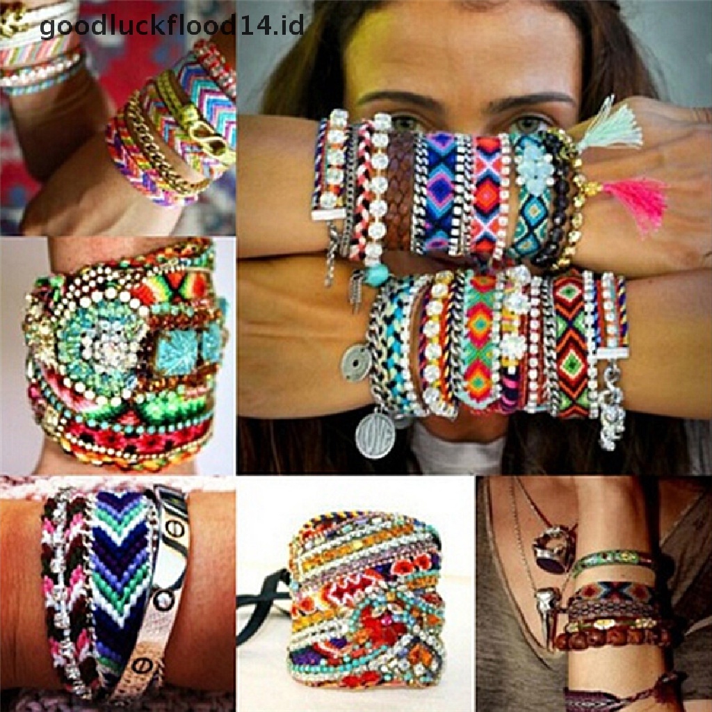 [OOID] Friendship Bracelet Handmade Woven Rope String Hippy Boho Embroidery Bracelets ID