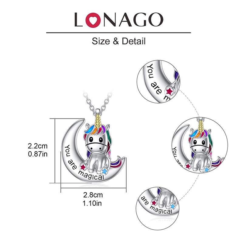 Kalung Rantai Dengan Liontin Unicorn Untuk Wanita