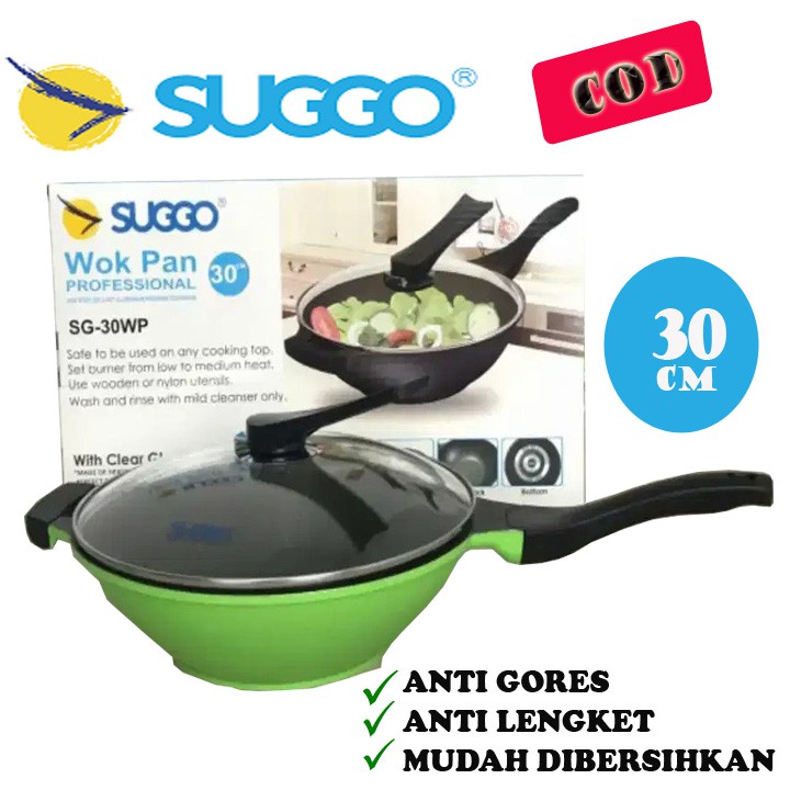 Suggo Wajan Fry Wok Pan Marble Professional Wajan Panci Anti Lengket 30CM