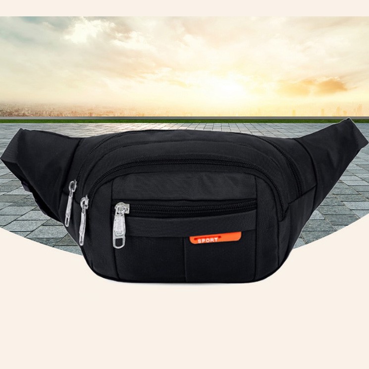 Sport Tas Pinggang Selempang Waistbag Pria dan Wanita - TM572 - 7RFB0TBK Black