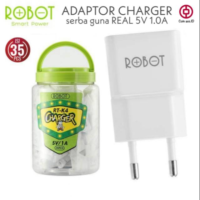 Adaptor charger 1 Ampere REAL / batok casan ORIGINAL BY ROBOT for smartwatch PSP speaker music box