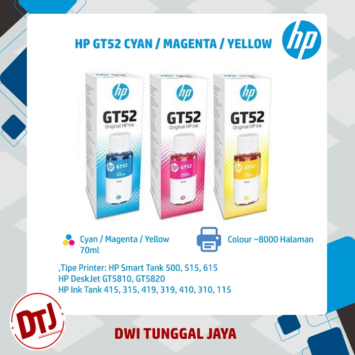 Tinta HP GT52 Cyan / Magenta / Yellow 70ml Original