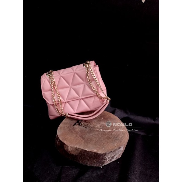 Quilted Cross Bag - Baby Pink (Ready stock & siap kirim)