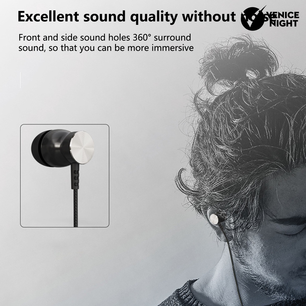 (VNEP) (Berkabel) Earphone In ear HiFi Noise Reduction Ergonomis Dengan Kabel Kontrol Volume 3.5mm