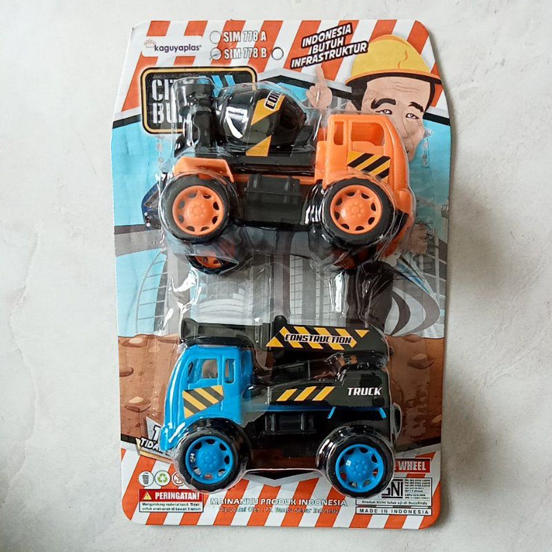 SIM 778 B - Mainan Mini Truck Konstruksi isi 2 PC Warna bagus kemasan set SIM778B