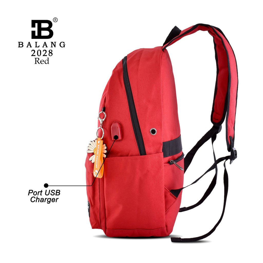 Tas Balang 2028 Ransel Fashion Tas Wanita Warna Ransel Sekolah (Free Kabel Extension USB)